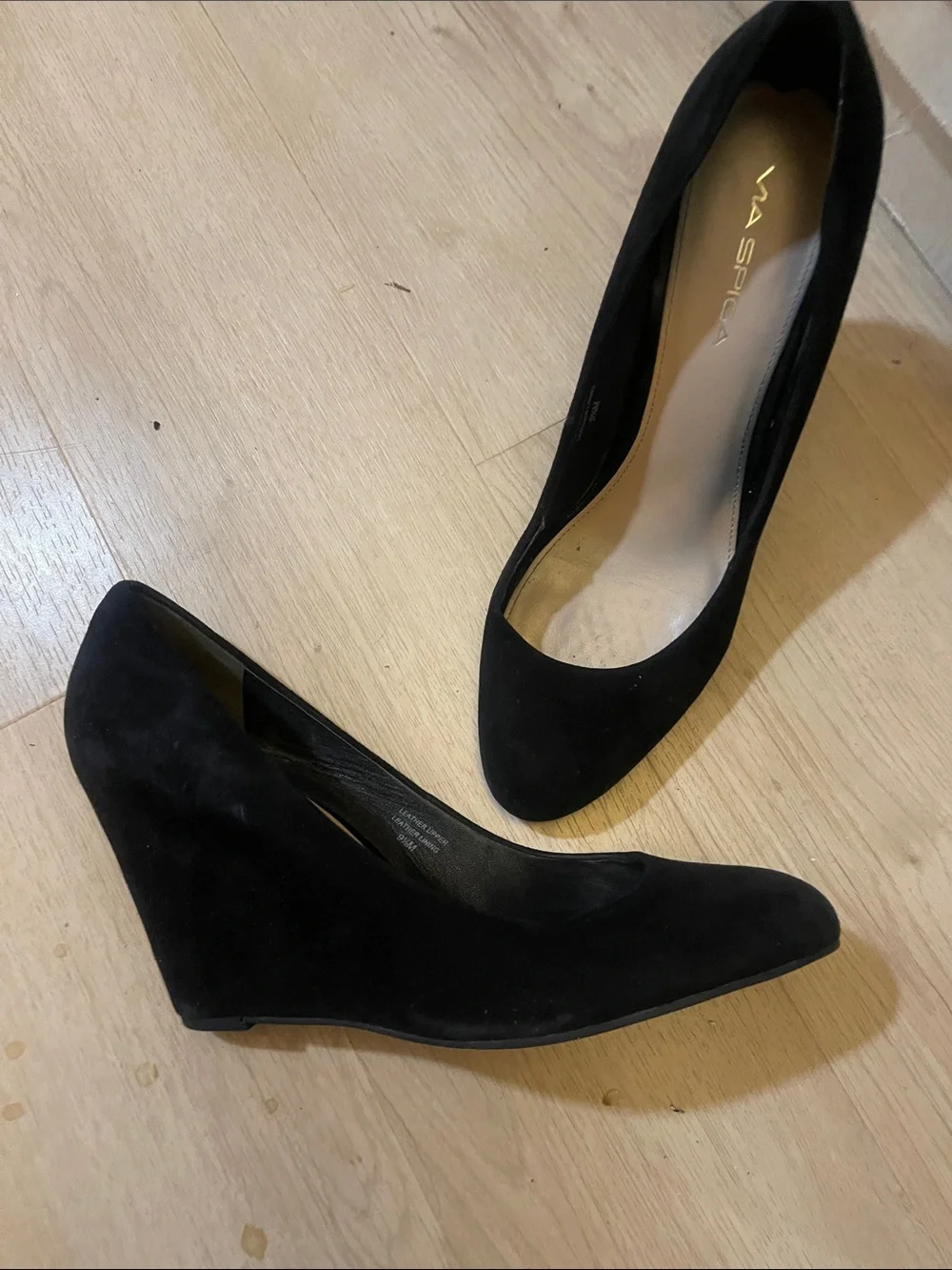 Via Spiga Black Suede Wedge Heels
